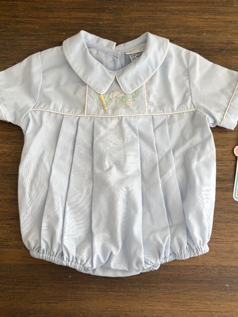 Vintage Petit Ami Embroidered Baseball Blue Bubble Romper NWT l Premie